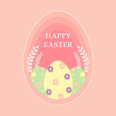 Easter card in paper cut style with decorated eggs