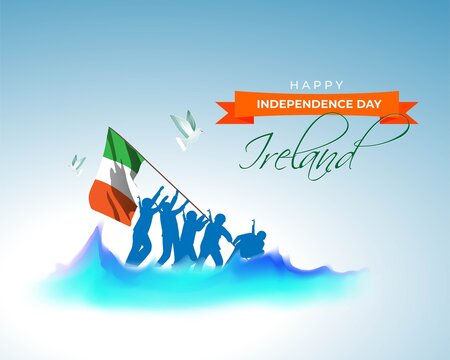 Vector illustration concept of Ireland Independence Day greeting with abstract Ireland flag.