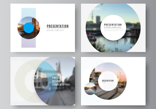 Vector layout of the presentation slides design business templates, multipurpose template for presentation brochure, cover. Background template with rounds, circles for IT, technology. Minimal style.