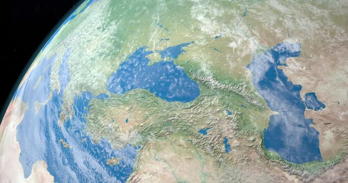 Anatolia Peninsula in planet earth, aerial view from outer space