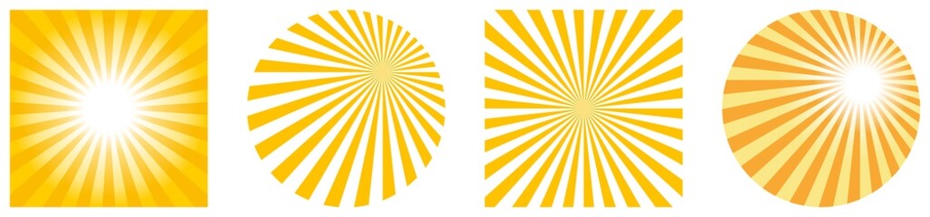Sonne oder Sonnenschein Symbol Vektor rund und als Quadrat. Isolierter Hintergrund.
Perfekt für Briefkopf in email, Geschäfts oder Gruß Karten.