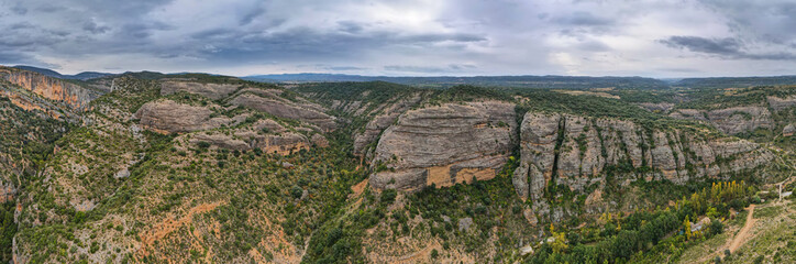 Fototapeta na wymiar View of Sierra de Guara gorge near Alquezar town, Huesca, Spain