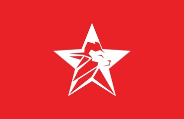 Lion logo isolated white star red background