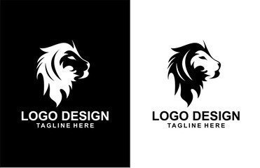 Modern stylish Lion Logo White Black Colo