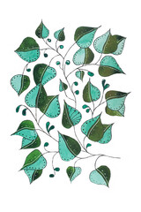 branch, leaf, summer watercolor