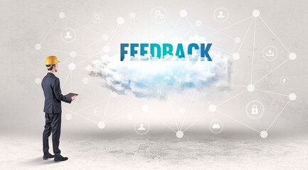 Engineer working on a social media concept