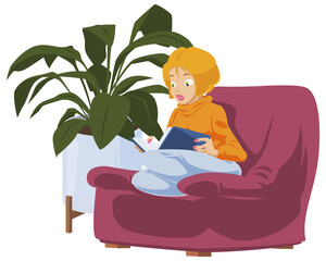 Girl reading a book. Illustration for internet and mobile website.