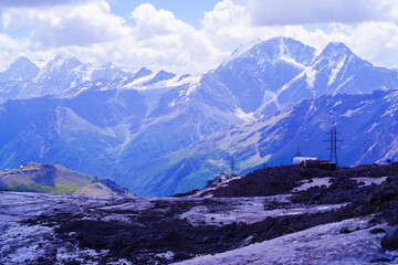 Panorama of the Baksan Valley from Mount Elbrus