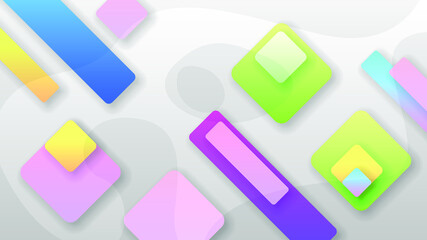 Fototapeta premium Abstract Colorful Gradient Background With Color Wavy Geometric Figures of Different Shapes And White Lines, Vector Design Style