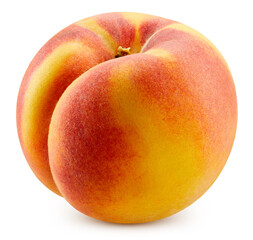 Peach on white background. Organic peach isolated on white background. Peach with clipping path