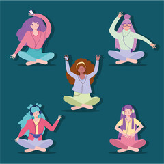 girls with headphones listen music