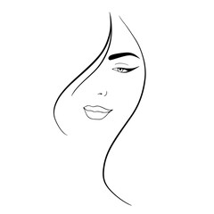 Line art abstract beautiful female face 3
