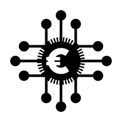 Digital euro sign icon vector currency symbol for digital transactions for asset and wallet in a flat color glyph pictogram illustration