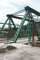 Fototapeta na wymiar The historic steel truss swing bridge over the Rhumel's River in Constantine ,Algeria . steel truss bridge.