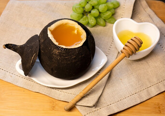 Black radish with honey.Natural honey cough syrup .
