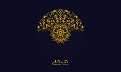 Luxury mandala Islamic background in gold color. 