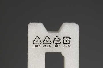 Recyclable Packaging Material  Japanese and Korean Characters indicates that it is suitable for recycling. LDPE and 04 PE-LD