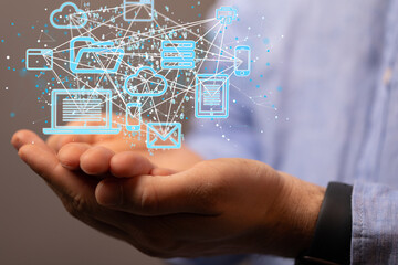 data Internet infrastructure concept. Abstract technology background. 3D rendering.