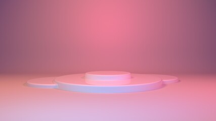 3D rendering stand podium. empty space for product design show. stage showcase for new product. banners background. Cosmetic. Podium stand. 