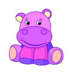 Funny animals. Vector image of cartoon characters, hippopotamus.