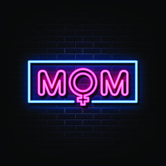 Mom Logo Neon Signs Vector