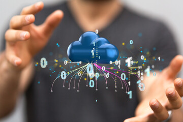 Artificial Intelligence Cloud technology. Integrated digital web concept background