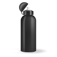 Fitness running blender Bike metal reusable drink flask. 3d realistic vector mockup. Illustration of container water for sport bike and fitness.