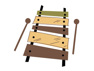 Minimalistic Vector Illustration of xylophone. Flat illustration. Trending style and color. Logo