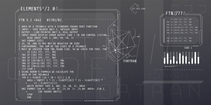 HUD interface elements with part of the code Fortran.