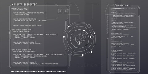 HUD interface elements with part of the PHP code.