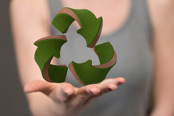 volumetric green recycling sign 3d  digital