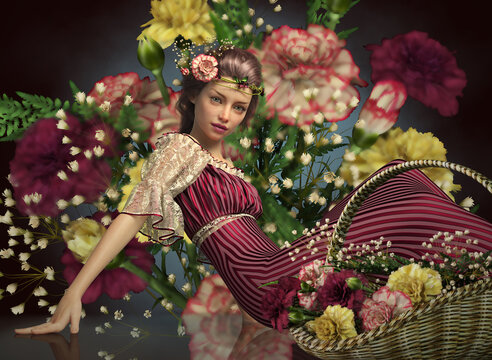 A Bouquet of Carnations, 3d CG