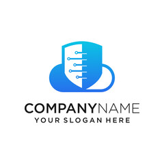 Cloud technology Security Logo High Resolution Stock Image