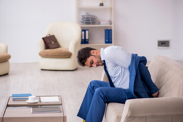 Young businessman employee waiting for business meeting