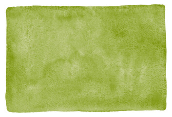 Khaki, olive green natural color watercolor creative texture. Watercolour stains artistic text background, rectangle frame. Painted textured template with rough artistic uneven edges.
