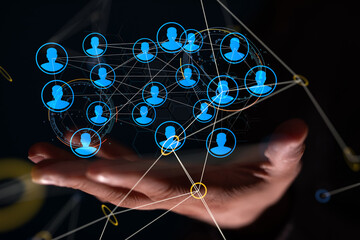 Diverse business team succes, network icons