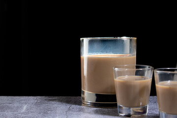 alcoholic drink pomace cream on black background