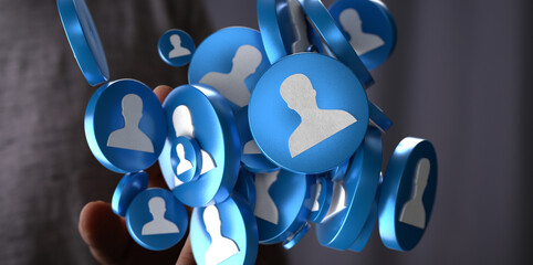 videoconference group of people talking in social network.Abstract technology group and data