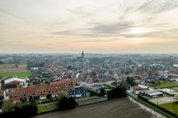 Fototapeta na wymiar Aerial view of the Belgian town of Sint-Gillis-Waas, in East Flanders