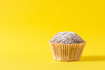 homemade muffin on a yellow background