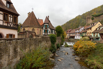 Fototapeta na wymiar Weiss stream (river) in Kaysersberg, France