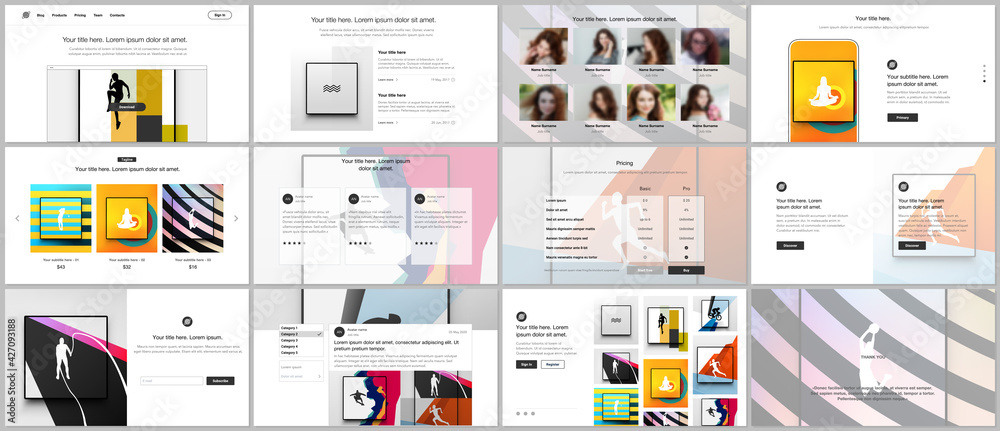 Sticker vector templates for website design, presentations, portfolio. templates for presentation slides, le