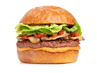 meat substitute hamburger isolated on white background 