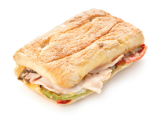 ham and cheese sandwich isolated on white background