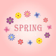 Flowers Background and lettering Spring. Vector Illustration EPS10