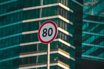 City speed limit sign 80 traffic