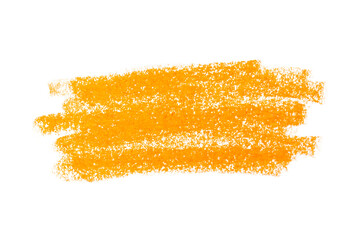 Colourful orange yellow oil pastel chalk painted strokes or smear isolated on white background
