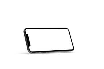 Realistic isometric black frameless smartphone mockup perspective 3d