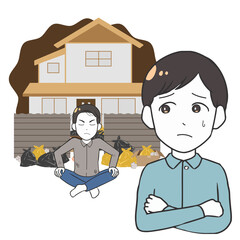 家　ゴミ屋敷　2階建て　困る男性