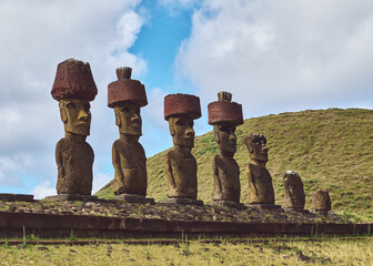 Moai statues on Rapa Nui (Easter Island)